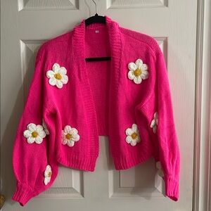 Pink Floral Knit Sweater